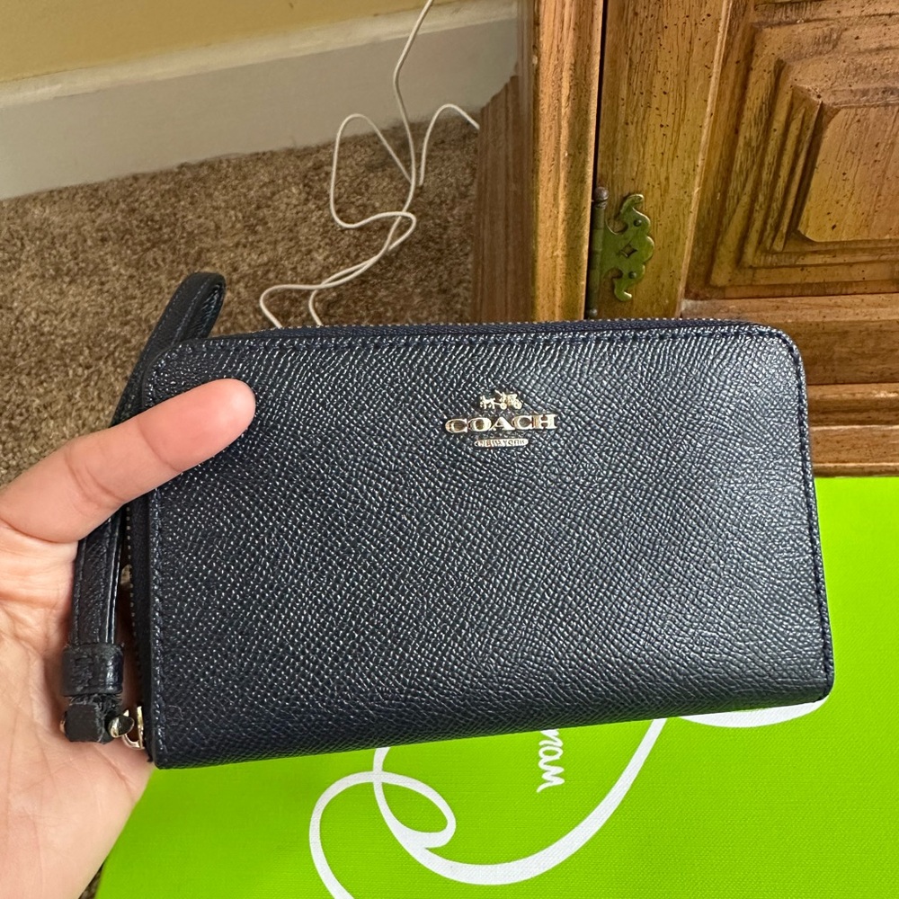 Coach Navy Blue Wristlet Wallet, Good Condition